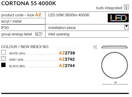 Plafon CORTONA 55 4000K white (AZ2739) - AZZARDO