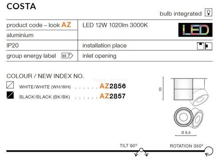 Plafon COSTA white/white (AZ2856) - AZZARDO