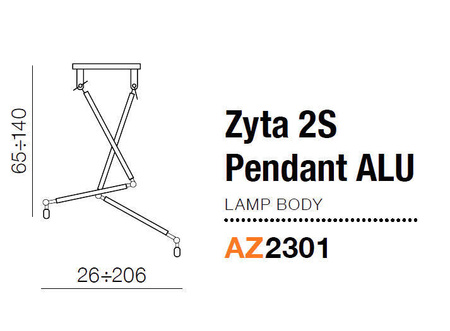 stelaż do lampy Zyta 2S ALU wisząca (podstawa) kolor aluminium (MD2300-2S-ALU) Azzardo