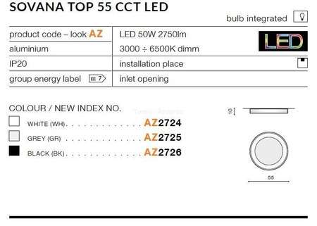 Plafon SOVANA TOP 55 CCT LED grey (AZ2725) - AZZARDO