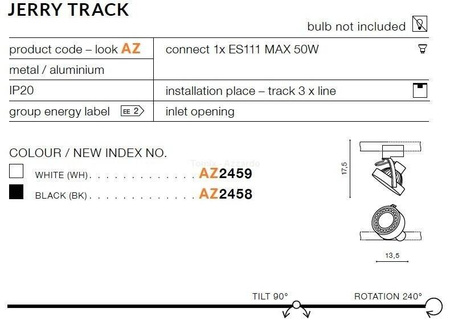 Plafon JERRY TRACK black (AZ2458 | GM4114-BK) - AZZARDO