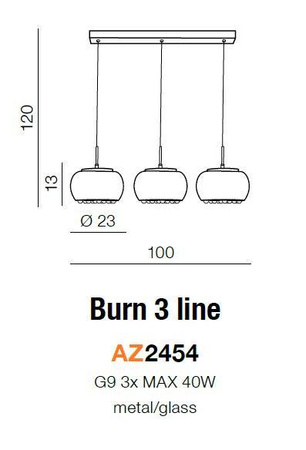 Lampa wisząca BURN 3 LINE (LP5204-3P - Azzardo) - żyrandol