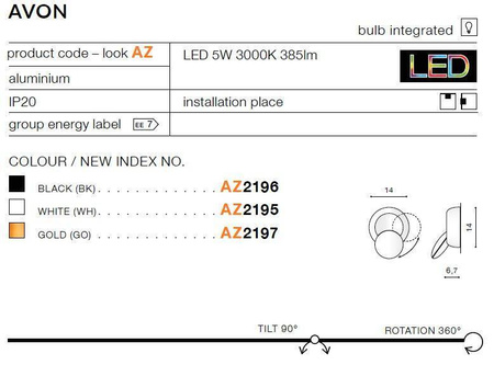 Kinkiet AVON black (AZ2196 | GW-6100-BK) - AZZARDO