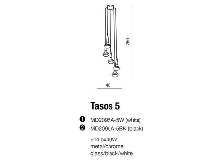 Lampa wisząca TASOS 5 - biała (MD2095A-5W) - Azzardo - żyrandol