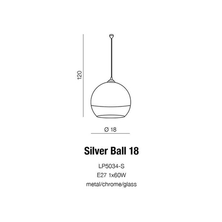 Lampa wisząca Silver Ball 40 (AZ0734) - Azzardo - żyrandol