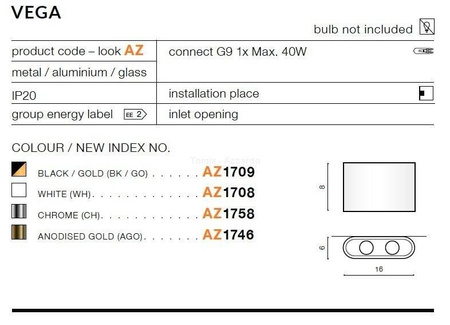 Kinkiet VEGA chrome (AZ1758 | GM1121-CH) - AZZARDO