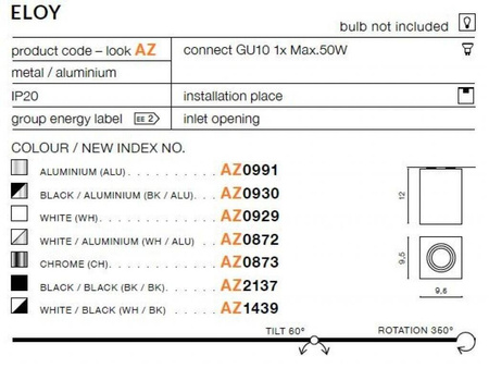 Plafon ELOY 1 black/aluminium (AZ0930 | GM4106-BK-ALU) - AZZARDO