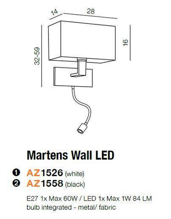 Kinkiet Martens Led kolor czarny (MB2251-B-LED-RBK) Azzardo