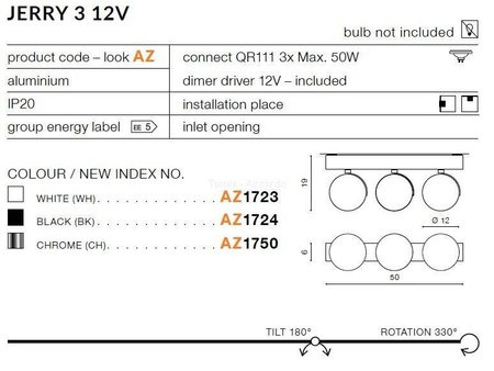 Plafon JERRY 3 12V white (AZ1723 | GM4302-12V-WH) - AZZARDO