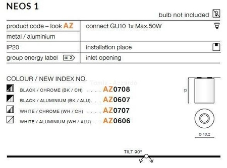 Plafon NEOS 1 black/chrome (AZ0708 | FH31431B-BK-CH) - AZZARDO