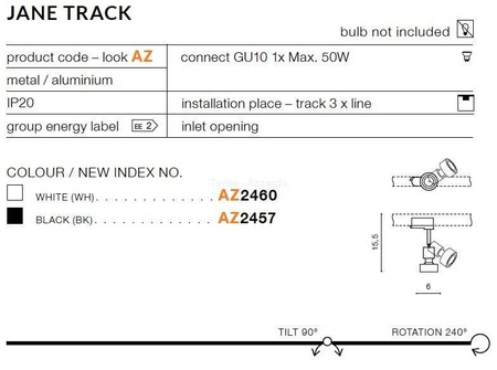 Plafon JANE TRACK black (AZ2457 | GM3116-BK) - AZZARDO