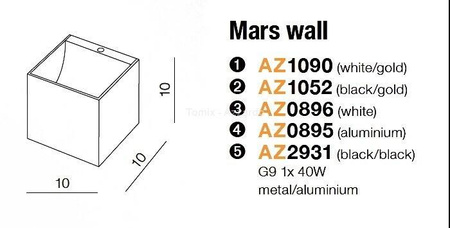 Kinkiet MARS white/gold (AZ1090 | GM1109-WH-GO) - AZZARDO