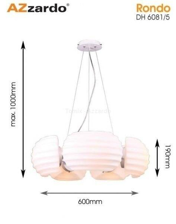 Lampa wisząca RONDO chrom/ biel (DH6081-5 | AZ0115) Azzardo - żyrandol