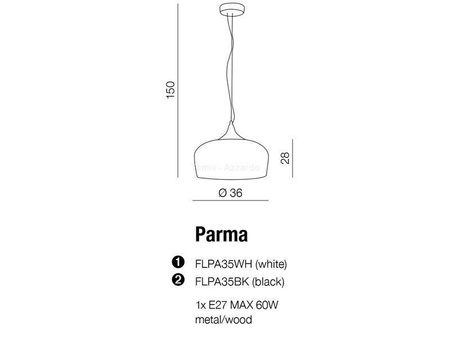 Lampa wisząca Parma kolor czarny (FLPA35BK) Azzardo - żyrandol