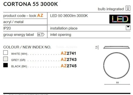 Plafon CORTONA 55 3000K white (AZ2741) - AZZARDO