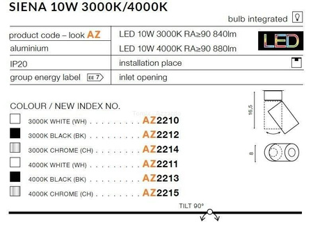 Lampa sufitowa SIENA 10W 3000K czarna (AZ2212) - AZZARDO