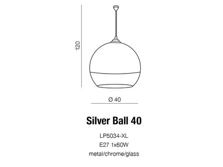 Lampa wisząca Silver Ball 40 (AZ0734) - Azzardo - żyrandol