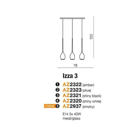 Lampa wisząca IZZA 3 błyszczący biały (MD1288B-3WH - Azzardo) - żyrandol