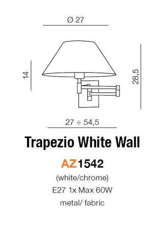 Kinkiet Trapezio biały (MB2311-S WH)  Azzardo