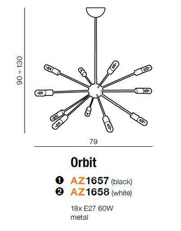 Lampa wisząca Orbit kolor biały (40446-18WH) Azzardo - żyrandol