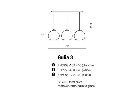 Lampa wisząca Gulia 3 - chrom (AZ0637) - Azzardo - żyrandol