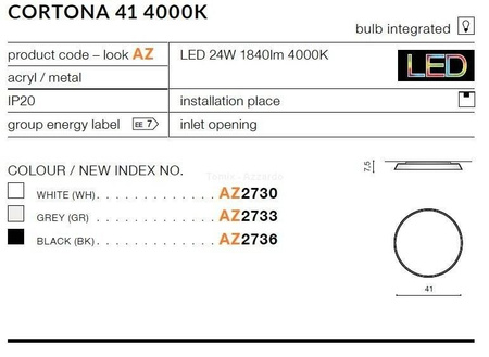 Plafon CORTONA 41 4000K black (AZ2736) - AZZARDO