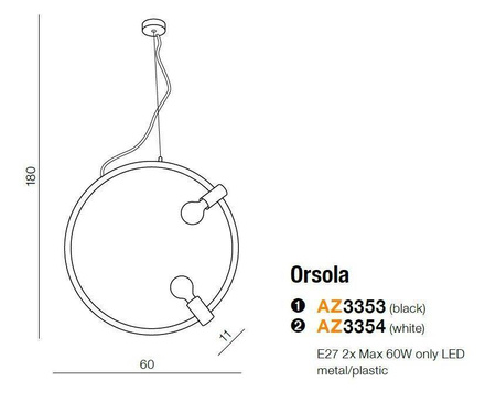 Lampa wisząca ORSOLA biała (AZ3354) - Azzardo