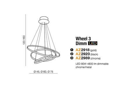 Żyrandol WHEEL 3 DIMM CHROME (AZ2989) - Azzardo