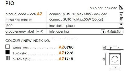 Lampa wpuszczana PIO black (AZ1278 | GM2108-BK) - AZZARDO