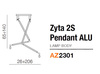 stelaż do lampy Zyta 2S ALU wisząca (podstawa) kolor aluminium (MD2300-2S-ALU) Azzardo