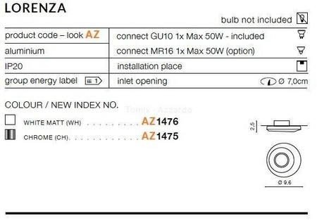 Lampa wpuszczana LORENZA chrome (AZ1475 | NC1777-CH) - AZZARDO