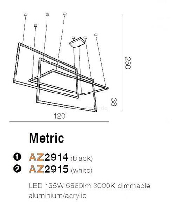 Lampa wisząca Metric biały (AZ2915) Azzardo - żyrandol