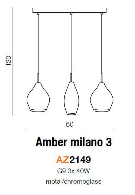 Amber milano 3 (chrome)  (AZ2149) Azzardo - żyrandol