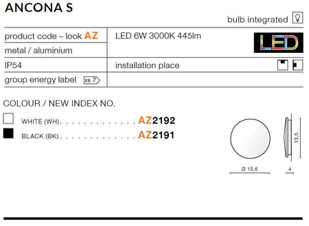 Kinkiet ANCONA S black (AZ2191 | GW-8663S-BK) - AZZARDO