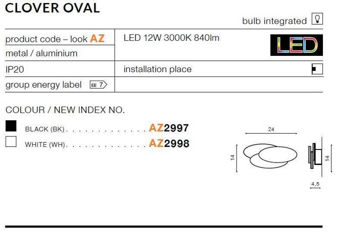 Kinkiet CLOVER OVAL white (AZ2998) - AZZARDO