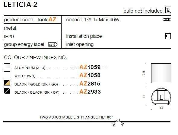 Kinkiet LETICIA 2 aluminium (AZ1059 | GM1112-ALU) - AZZARDO