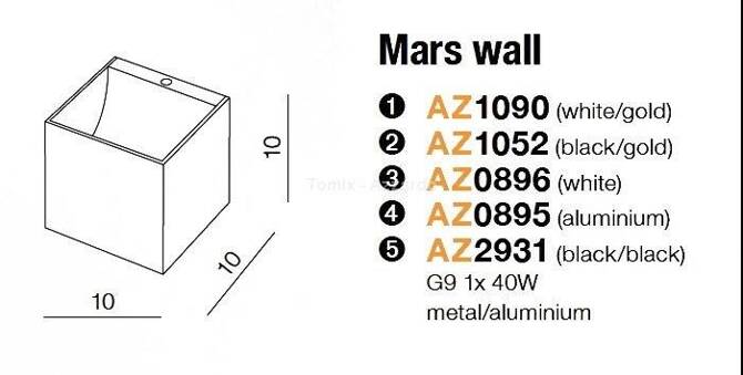 Kinkiet MARS black/gold (AZ1052 | GM1109-BK-GO) - AZZARDO