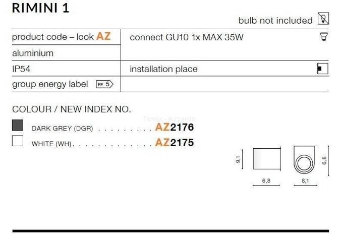 Kinkiet RIMINI 1 white (AZ2175 | MAX-1171-WH) - AZZARDO