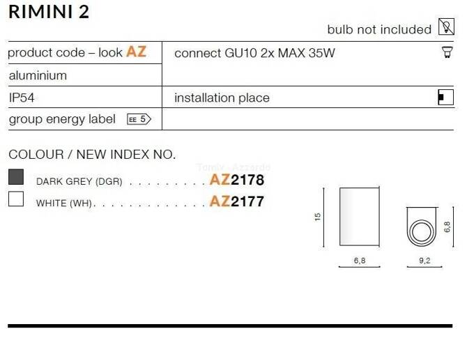 Kinkiet RIMINI 2 dark grey (AZ2178 | MAX-1172-DGR) - AZZARDO