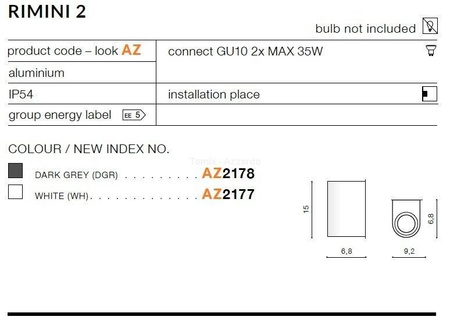 Kinkiet RIMINI 2 white (AZ2177 | MAX-1172-WH) - AZZARDO