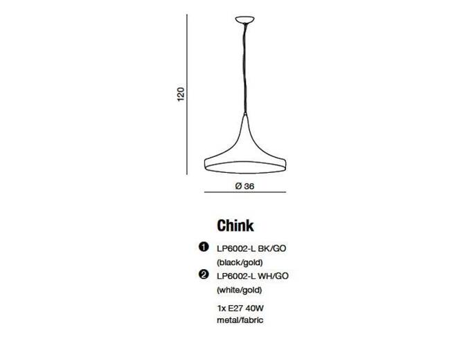 Lampa wisząca CHINK czarno złota (LP6002-L BK/GO) - Azzardo - żyrandol