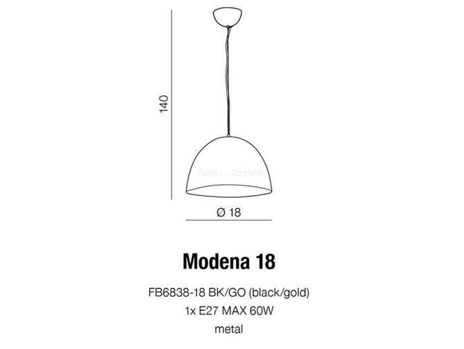 Lampa wiszaca Modena 18 black/gold (FB6838-18 BK/GO) - Azzardo - żyrandol