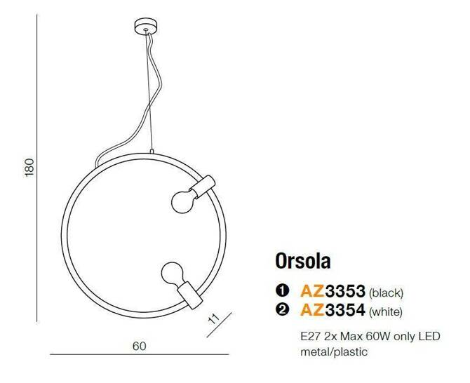 Lampa wisząca ORSOLA czarna (AZ3353) - Azzardo