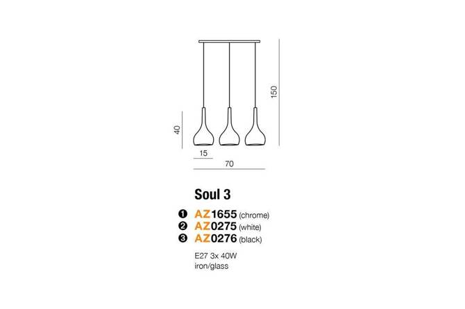 Lampa wisząca SOUL 3 chrom (LP5114-3CR | AZ1655) Azzardo