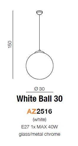 Lampa wisząca WHITE BALL 30 (AZ2516) - Azzardo