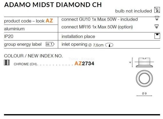 Lampa wpuszczana ADAMO MIDST DIAMOND chrome (AZ2734) - AZZARDO