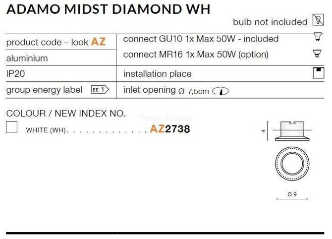 Lampa wpuszczana ADAMO MIDST DIAMOND white (AZ2738) - AZZARDO