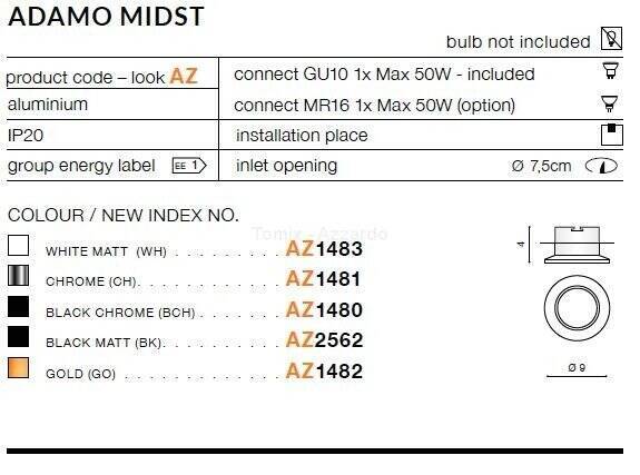 Lampa wpuszczana ADAMO MIDST chrome (AZ1481 | NC1825-M-CH) - AZZARDO