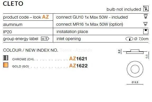 Lampa wpuszczana CLETO gold (AZ1622 | NC2004R-B-GO) - AZZARDO