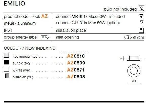 Lampa wpuszczana EMILIO white (AZ0871 | GM2104-WH) - AZZARDO